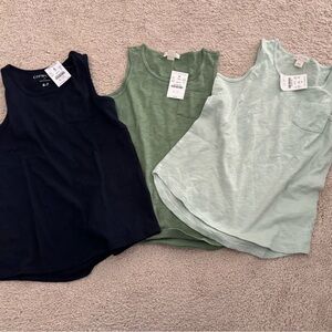 Crewcuts girl Three Sleeveless Tops in Navy, Green, and mint NWT